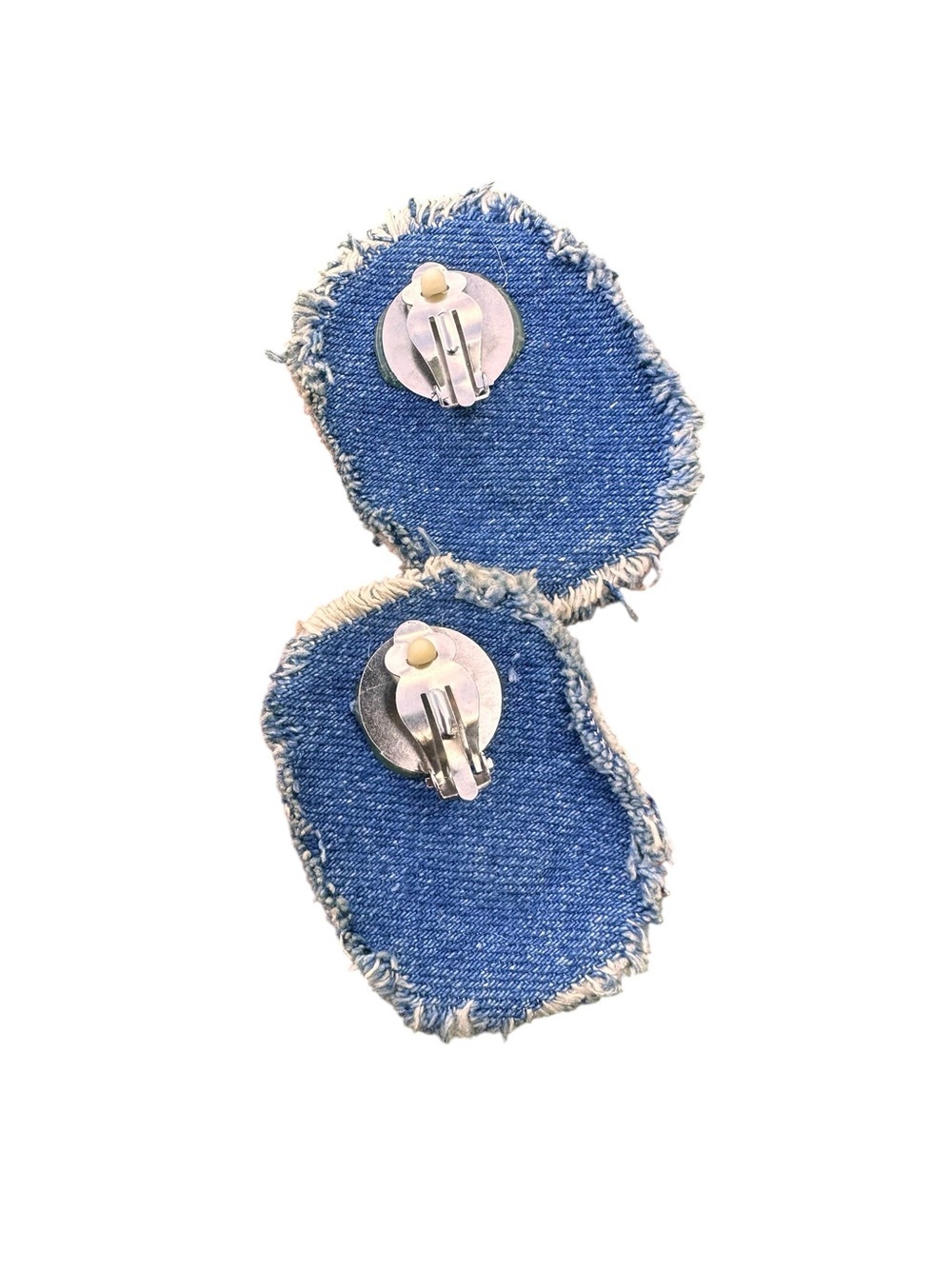 Vintage Denim & Silver Tone Concho Clip On Earrings Western Southwest Hat Clips - Picture 2 of 6